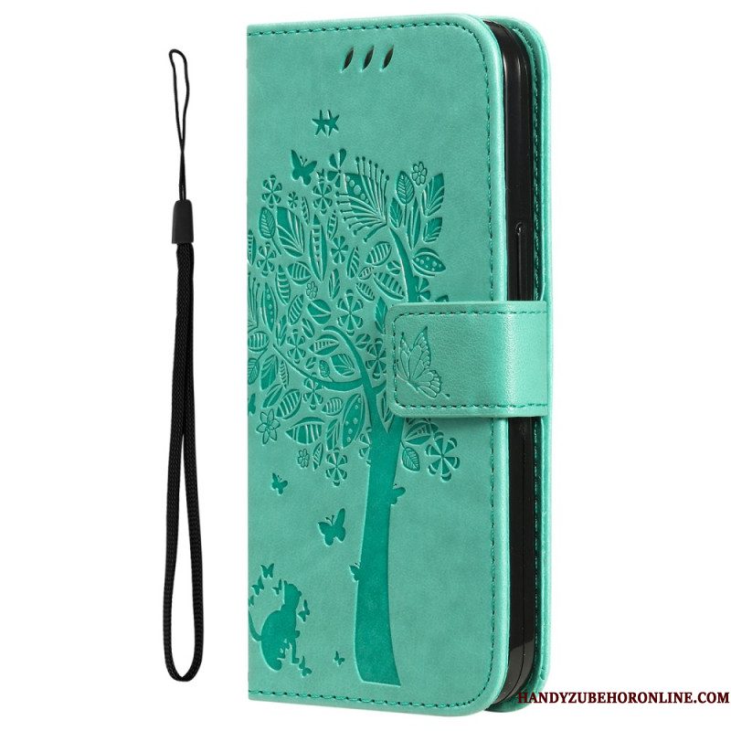 Leren Hoesje Xiaomi 15 Pro Kat En Boom Bescherming Hoesje