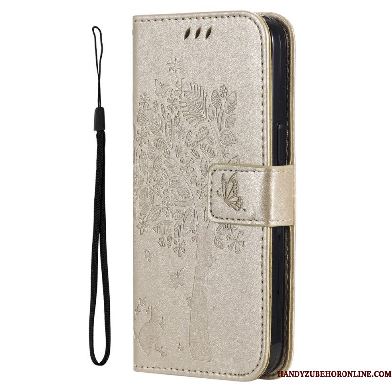 Leren Hoesje Xiaomi 15 Pro Kat En Boom Bescherming Hoesje