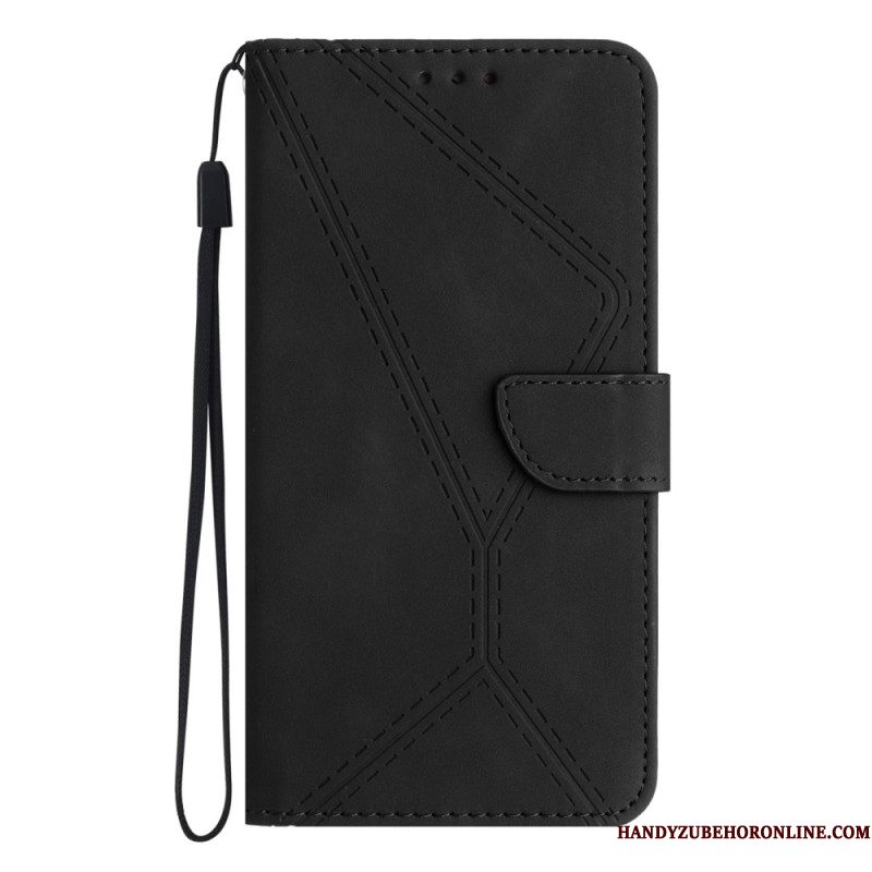 Leren Hoesje Xiaomi 15 Suède-effect Met Lijnen En Strepen Bescherming Hoesje