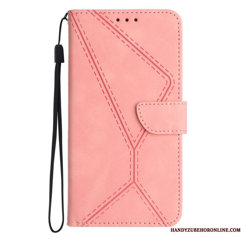 Leren Hoesje Xiaomi 15 Suède-effect Met Lijnen En Strepen Bescherming Hoesje