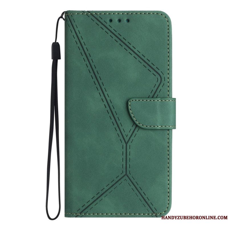 Leren Hoesje Xiaomi 15 Suède-effect Met Lijnen En Strepen Bescherming Hoesje