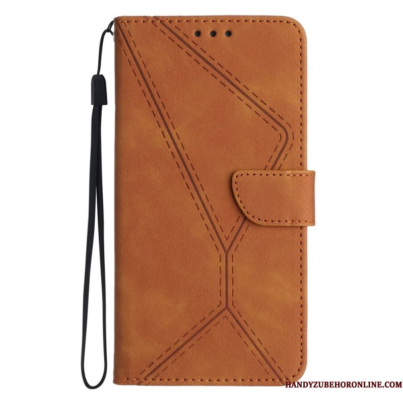Leren Hoesje Xiaomi 15 Suède-effect Met Lijnen En Strepen Bescherming Hoesje