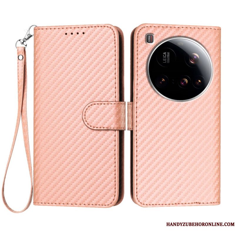 Leren Hoesje Xiaomi 15 Ultra Gestructureerde Koolstofvezel Bescherming Hoesje
