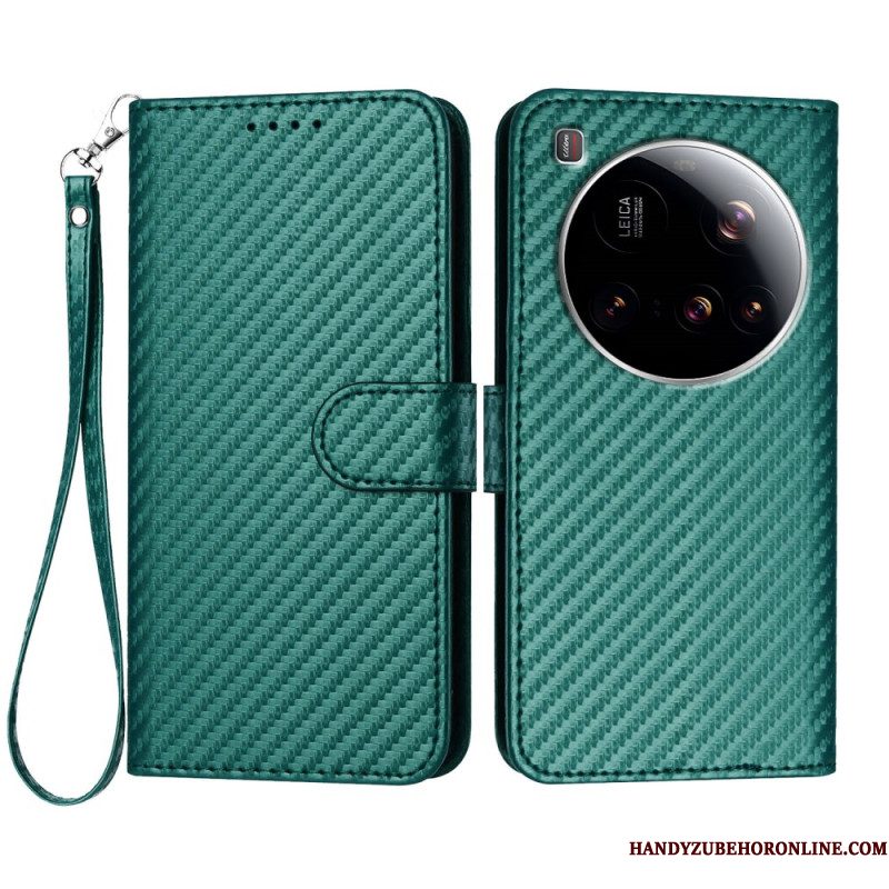 Leren Hoesje Xiaomi 15 Ultra Gestructureerde Koolstofvezel Bescherming Hoesje