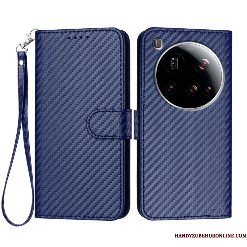 Leren Hoesje Xiaomi 15 Ultra Gestructureerde Koolstofvezel Bescherming Hoesje