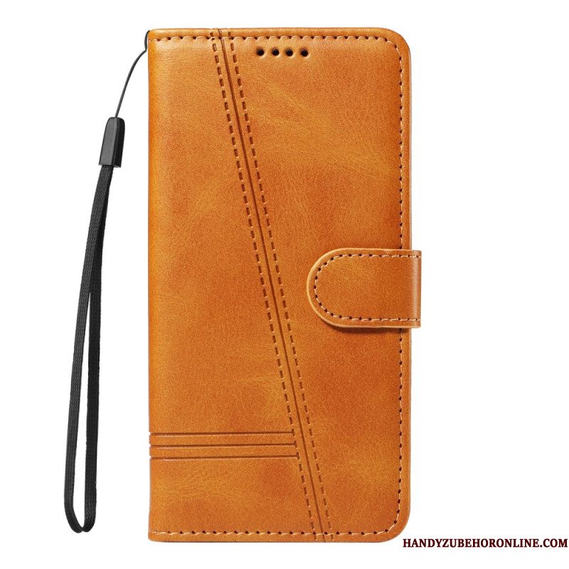 Leren Hoesje Xiaomi 15 Ultra Lijnen Bescherming Hoesje