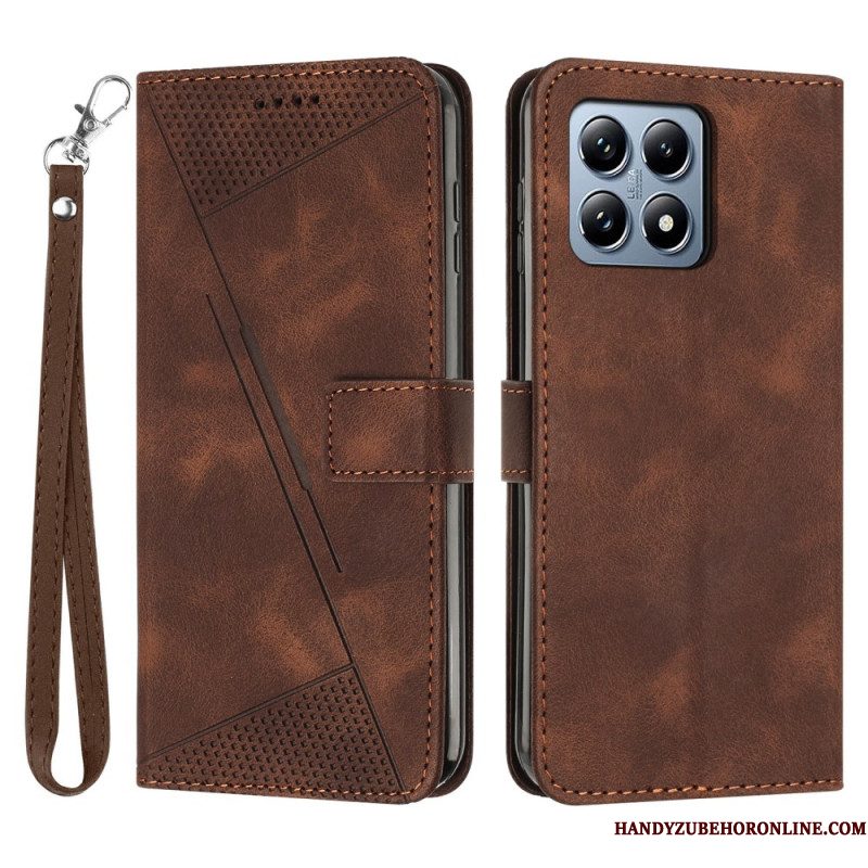 Leren Hoesje Xiaomi 15t Driehoekig Patroon Met Bandje