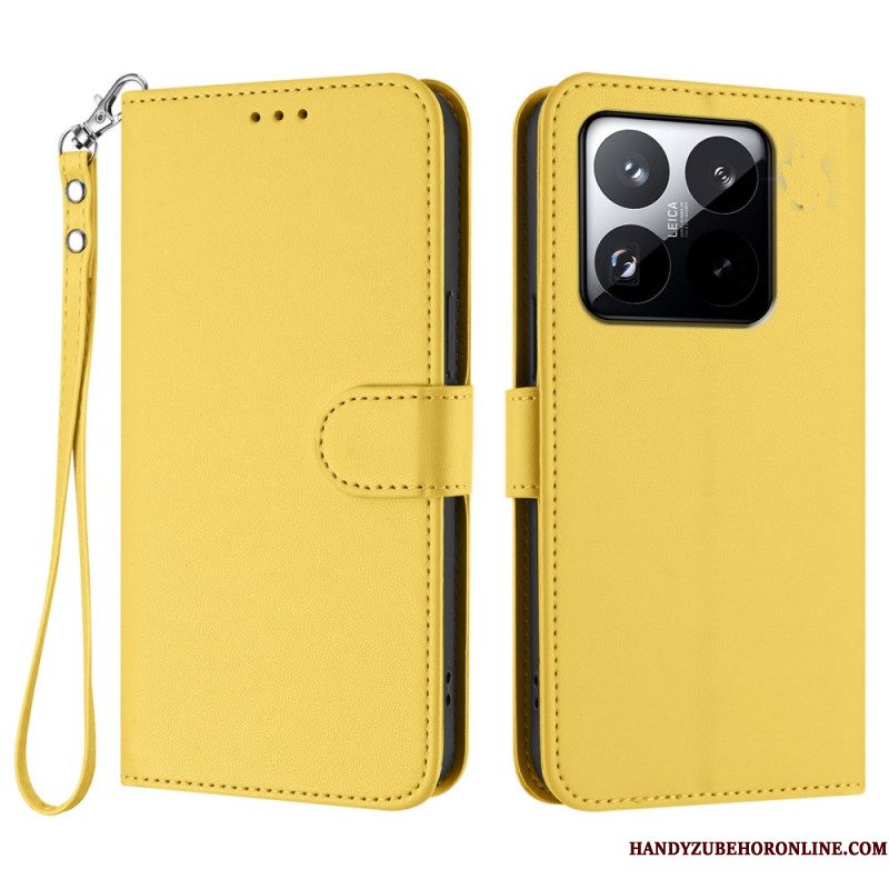 Leren Hoesje Xiaomi 15t Effen Met Bandje Bescherming Hoesje