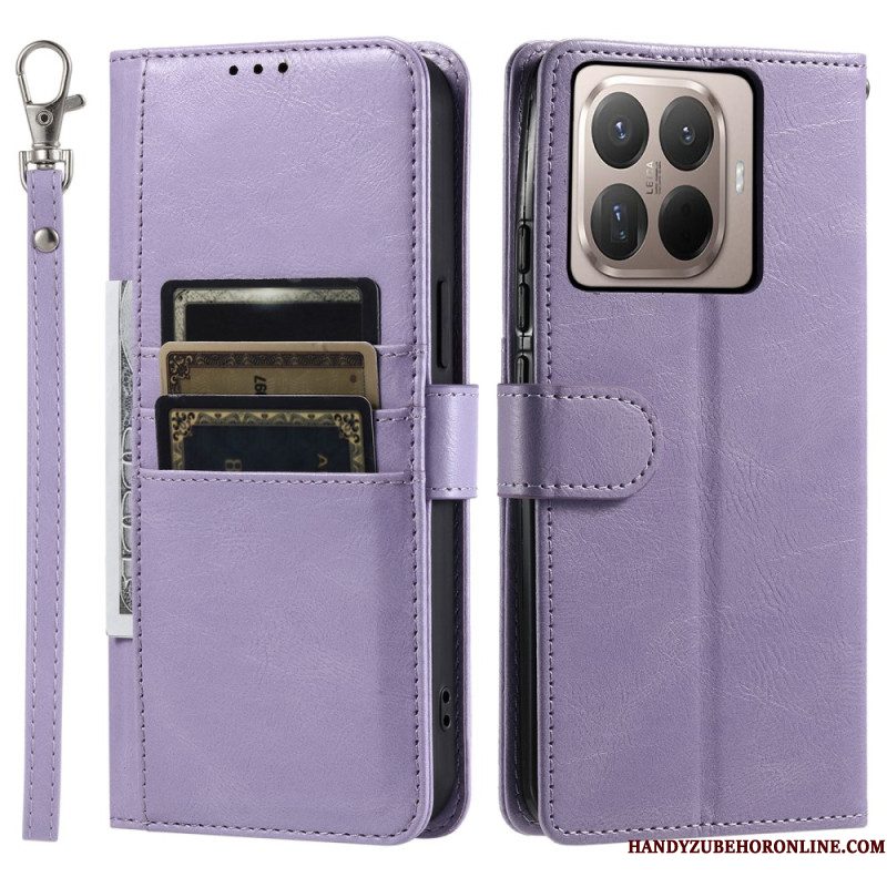 Leren Hoesje Xiaomi 15t Pro 6 Kaartsleuven En Koord Bescherming Hoesje