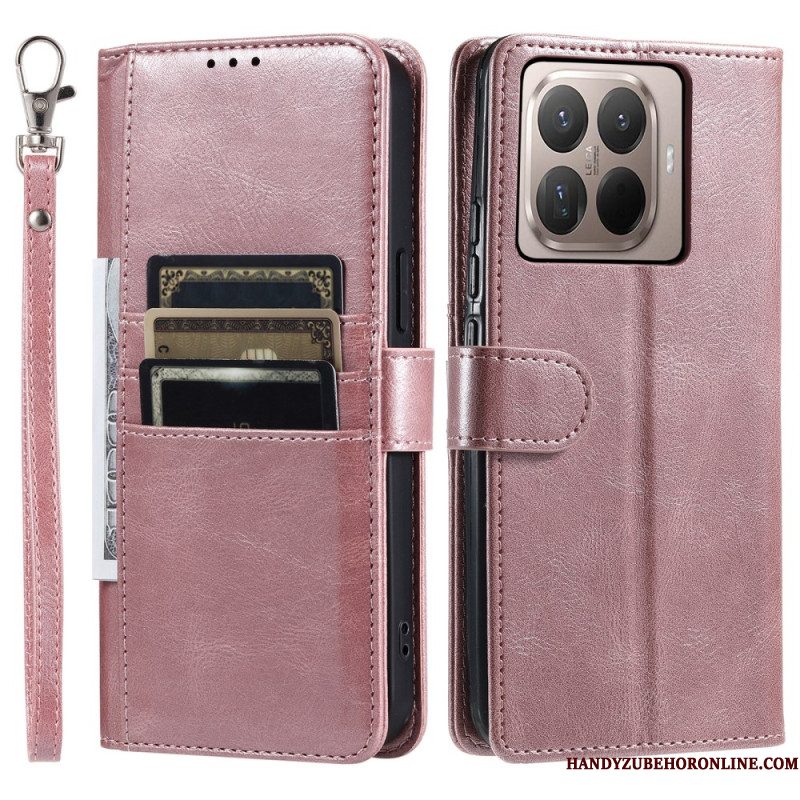 Leren Hoesje Xiaomi 15t Pro 6 Kaartsleuven En Koord Bescherming Hoesje