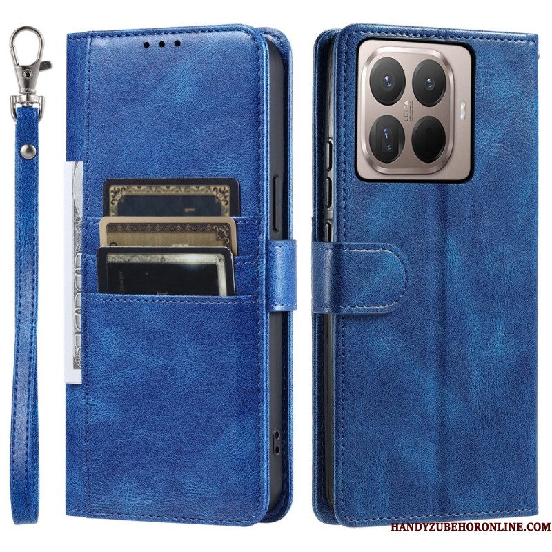 Leren Hoesje Xiaomi 15t Pro 6 Kaartsleuven En Koord Bescherming Hoesje