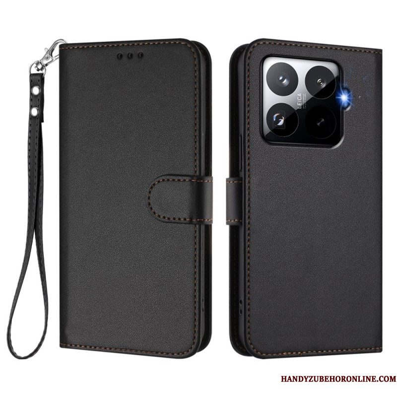 Leren Hoesje Xiaomi 15t Pro Magsafe Lederlook Met Bandje Bescherming Hoesje