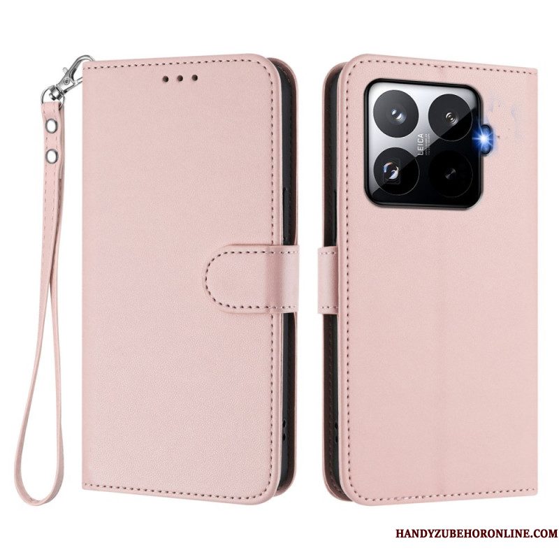 Leren Hoesje Xiaomi 15t Pro Magsafe Lederlook Met Bandje Bescherming Hoesje