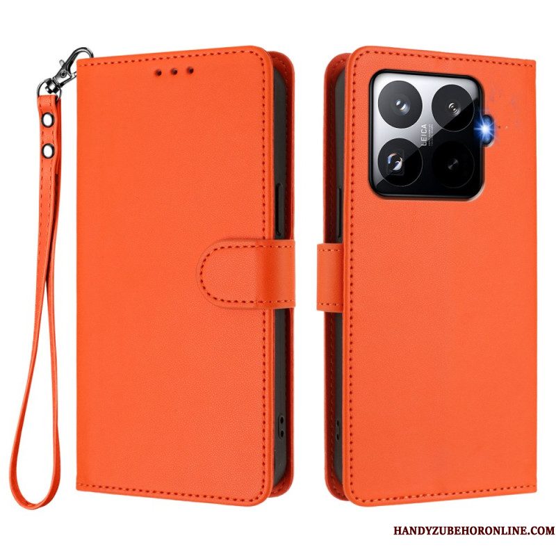 Leren Hoesje Xiaomi 15t Pro Magsafe Lederlook Met Bandje Bescherming Hoesje