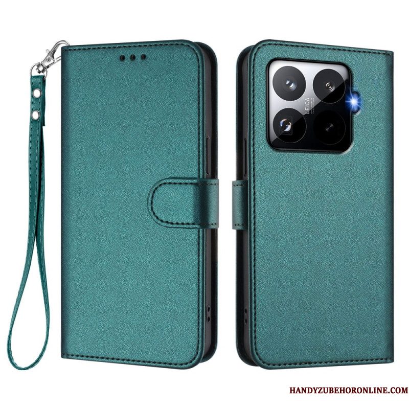 Leren Hoesje Xiaomi 15t Pro Magsafe Lederlook Met Bandje Bescherming Hoesje