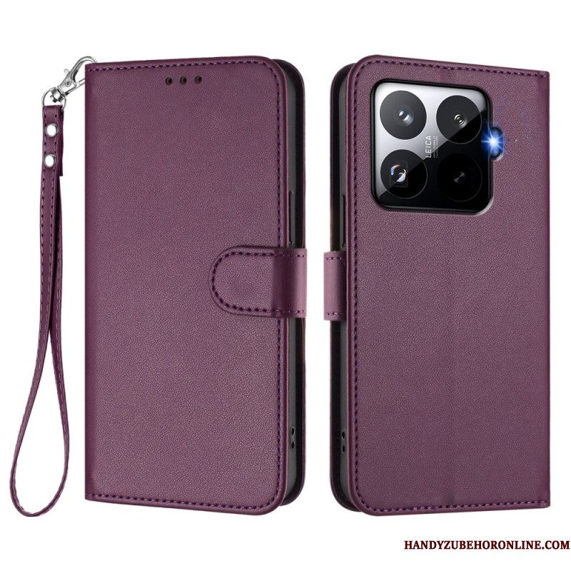 Leren Hoesje Xiaomi 15t Pro Magsafe Lederlook Met Bandje Bescherming Hoesje