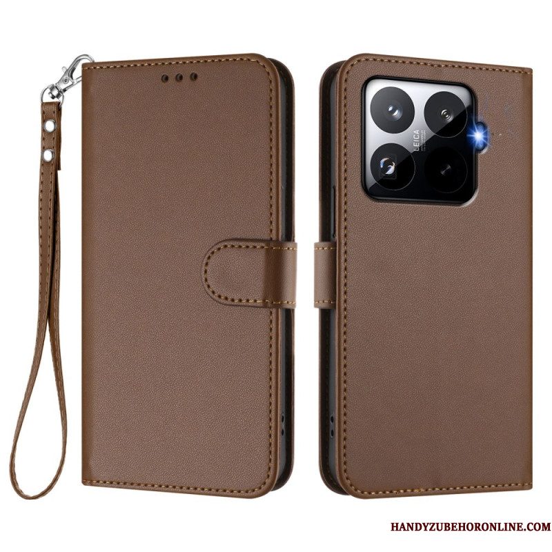 Leren Hoesje Xiaomi 15t Pro Magsafe Lederlook Met Bandje Bescherming Hoesje