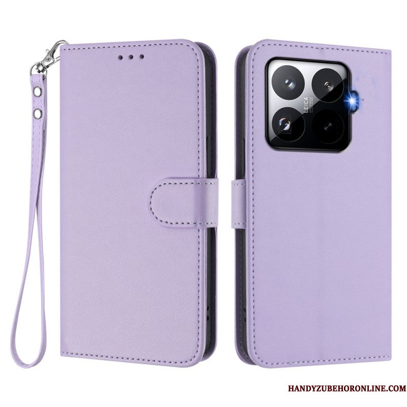 Leren Hoesje Xiaomi 15t Pro Magsafe Lederlook Met Bandje Bescherming Hoesje