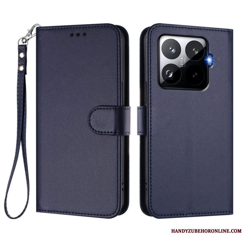 Leren Hoesje Xiaomi 15t Pro Magsafe Lederlook Met Bandje Bescherming Hoesje
