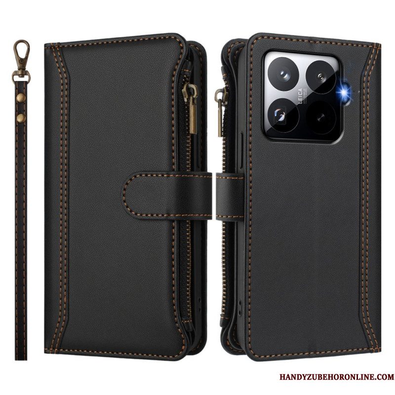 Leren Hoesje Xiaomi 15t Pro Portemonnee Met Bandje