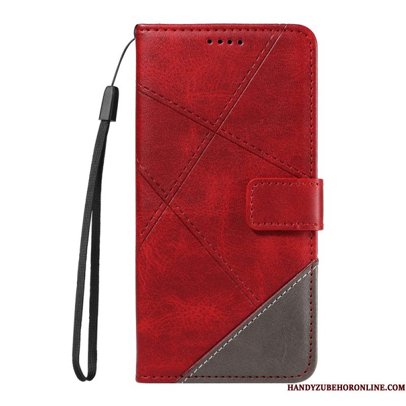 Leren Hoesje Xiaomi 15t Pro Tweekleurig Geometrisch Patroon Bescherming Hoesje