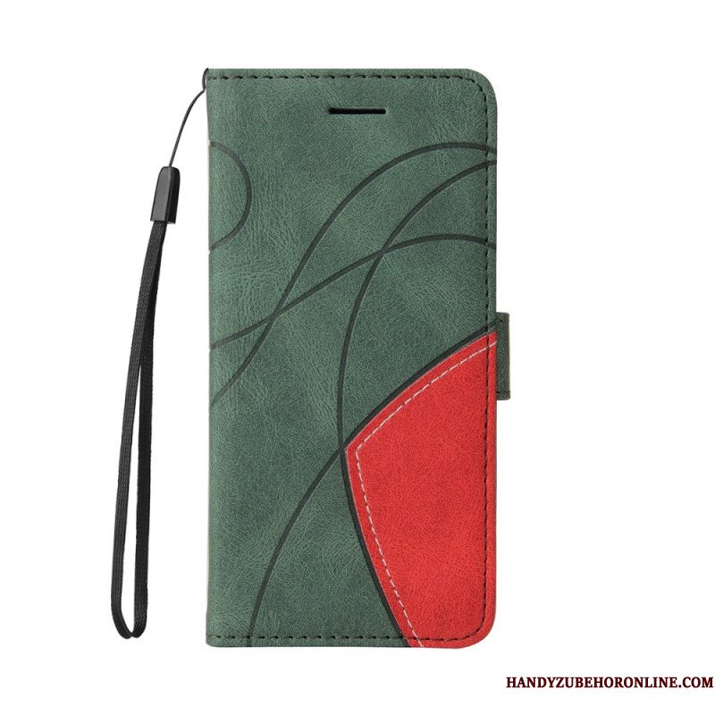 Leren Hoesje Xiaomi 15t Pro Tweekleurig Golvend Patroon Bescherming Hoesje