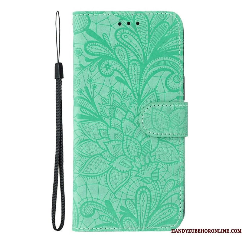 Leren Hoesje Xiaomi 17 Bloemenkantpatroon Bescherming Hoesje