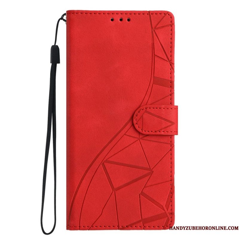 Leren Hoesje Xiaomi 17 Driehoekig Patroon Bescherming Hoesje