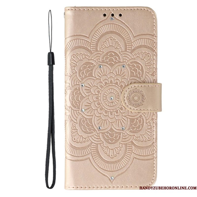 Leren Hoesje Xiaomi 17 Mandala En Strass-patroon Bescherming Hoesje