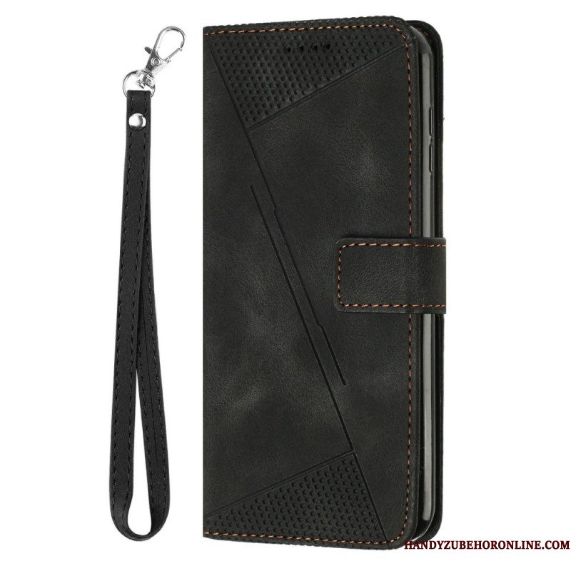 Leren Hoesje Xiaomi 17 Pro Driehoekig Patroon En Bandje