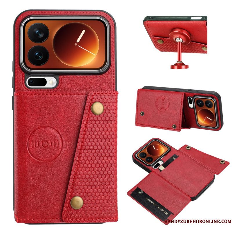 Leren Hoesje Xiaomi 17 Pro Kaarthouder En Standaard Bescherming Hoesje