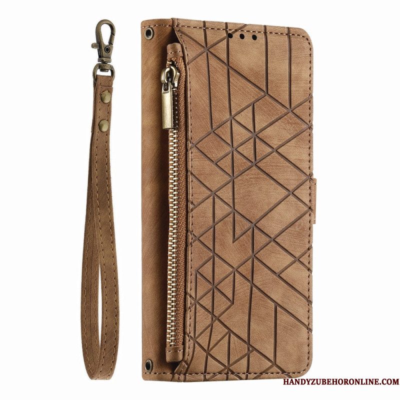 Leren Hoesje Xiaomi 17 Pro Max Portemonnee Met Geometrisch Design