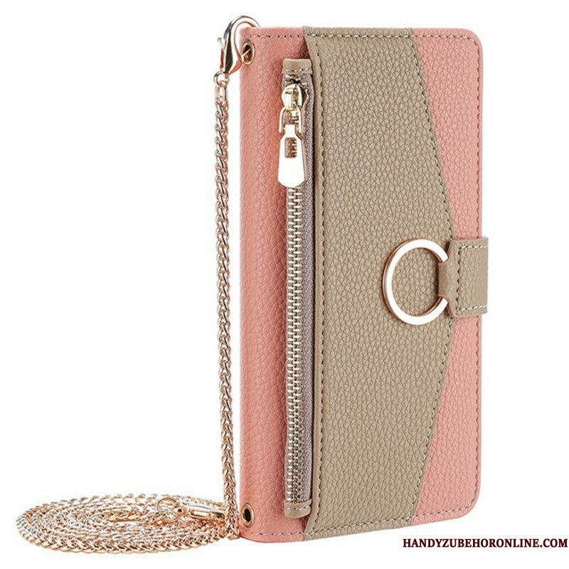 Leren Hoesje Xiaomi 17 Pro Max Spiegel En Schouderband Met Ketting Bescherming Hoesje