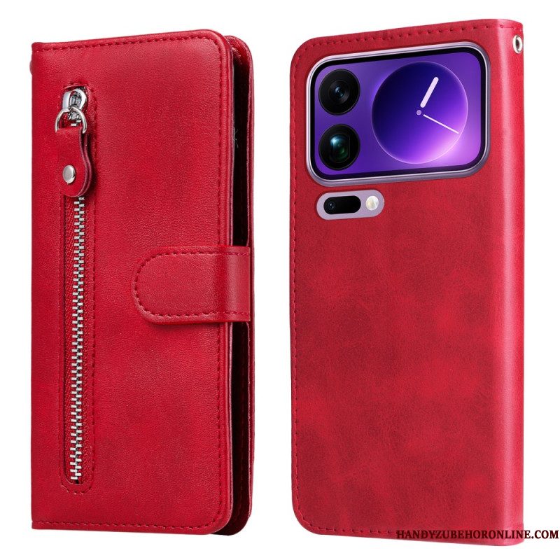 Leren Hoesje Xiaomi 17 Pro Max Vakje Met Rits Bescherming Hoesje
