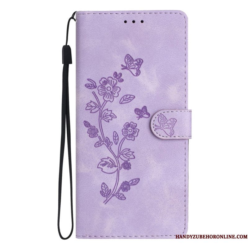Leren Hoesje Xiaomi 17 Suède-effect Bloemenpatroon Bescherming Hoesje