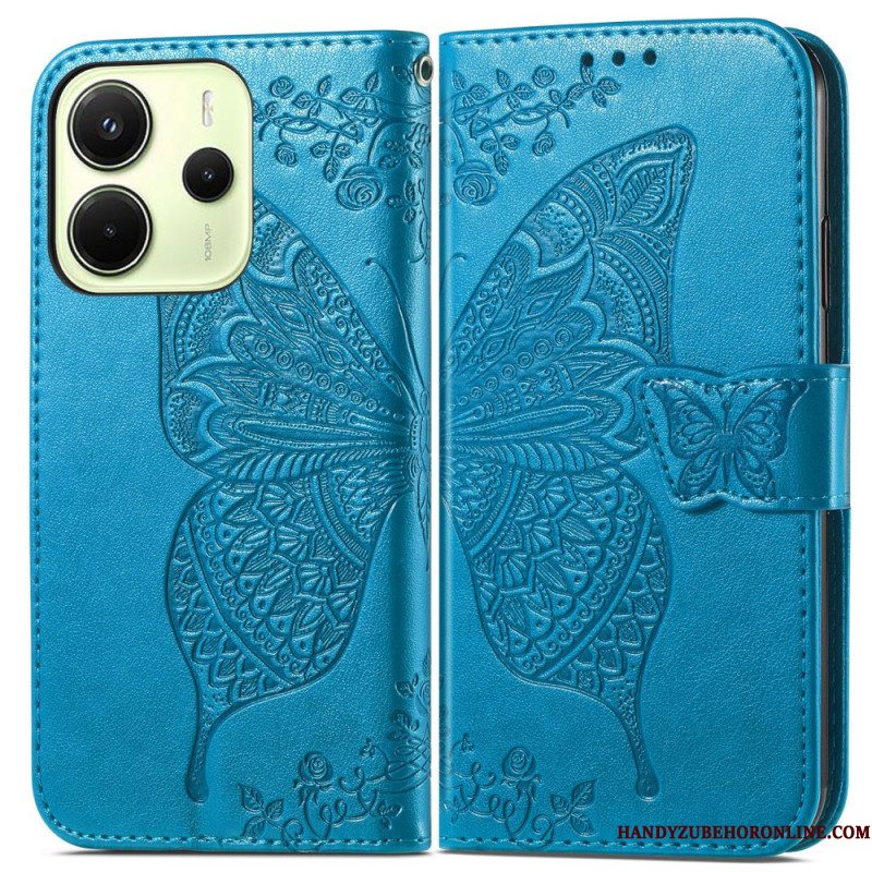 Leren Hoesje Xiaomi Redmi Note 14 4g Barokke Vlinder Bescherming Hoesje