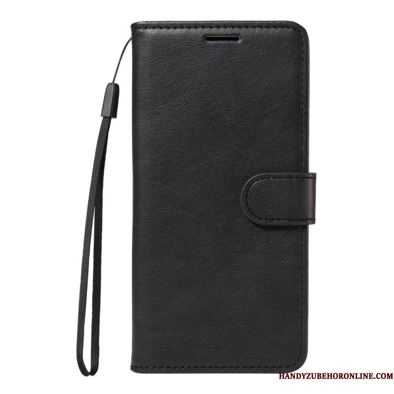 Leren Hoesje Xiaomi Redmi Note 14 4g Effen Kunstleer Met Riempje Bescherming Hoesje