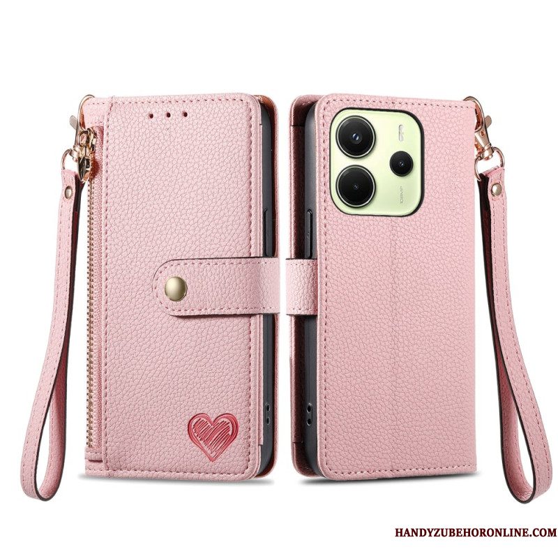 Leren Hoesje Xiaomi Redmi Note 14 4g Portemonnee Met Hartontwerp Bescherming Hoesje