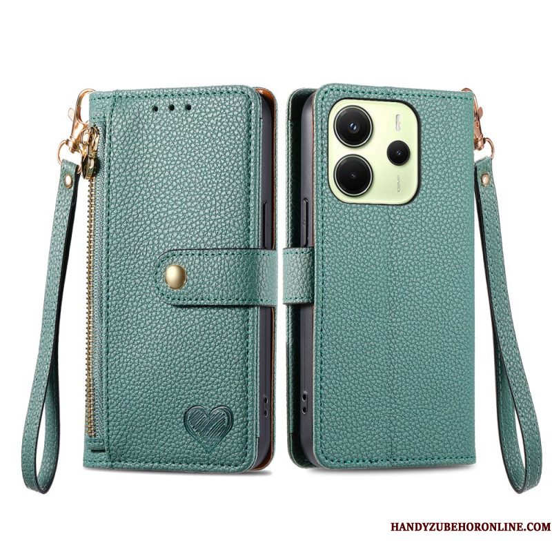 Leren Hoesje Xiaomi Redmi Note 14 4g Portemonnee Met Hartontwerp Bescherming Hoesje