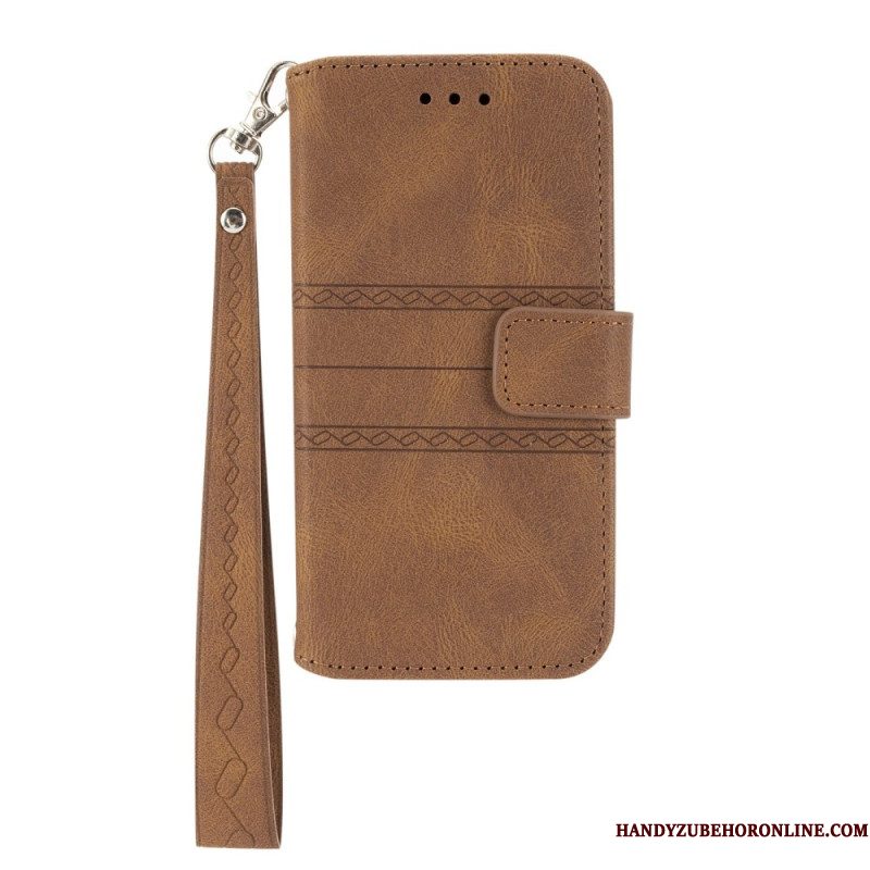 Leren Hoesje Xiaomi Redmi Note 14 5g Friespatroon Met Bandje Bescherming Hoesje