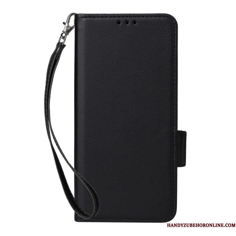 Leren Hoesje Xiaomi Redmi Note 14 5g Lychee Textuur Met Bandje Bescherming Hoesje