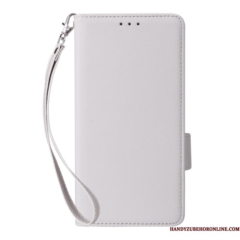 Leren Hoesje Xiaomi Redmi Note 14 5g Lychee Textuur Met Bandje Bescherming Hoesje