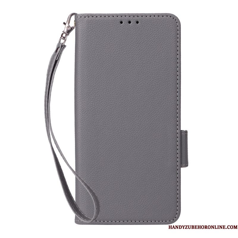 Leren Hoesje Xiaomi Redmi Note 14 5g Lychee Textuur Met Bandje Bescherming Hoesje