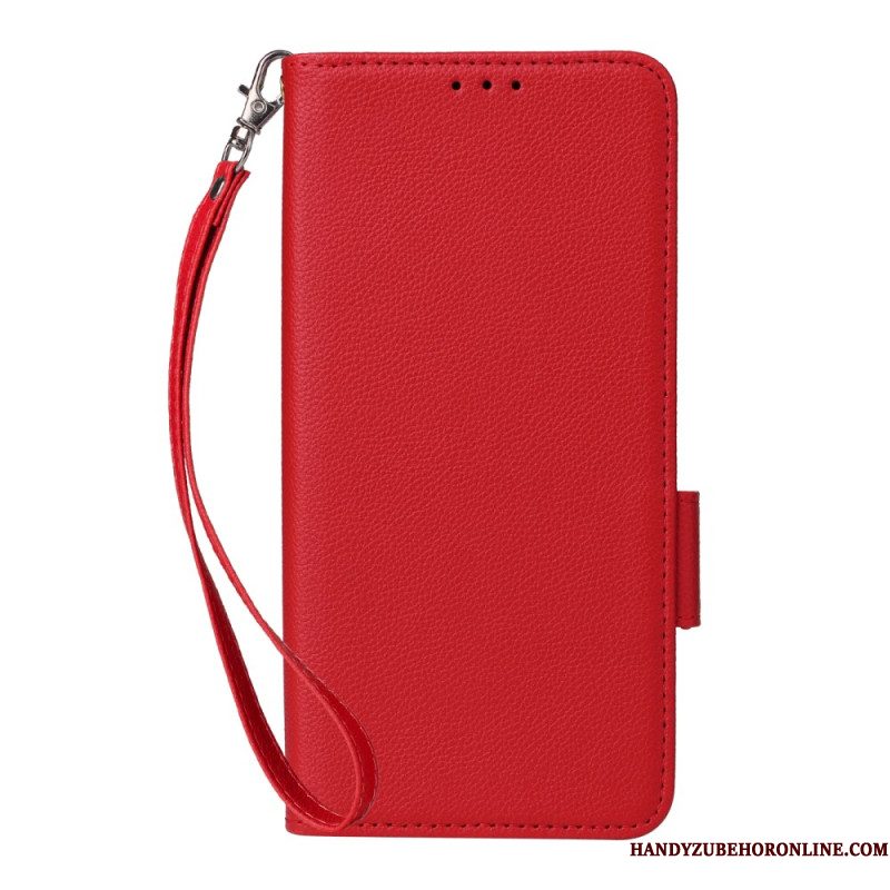 Leren Hoesje Xiaomi Redmi Note 14 5g Lychee Textuur Met Bandje Bescherming Hoesje