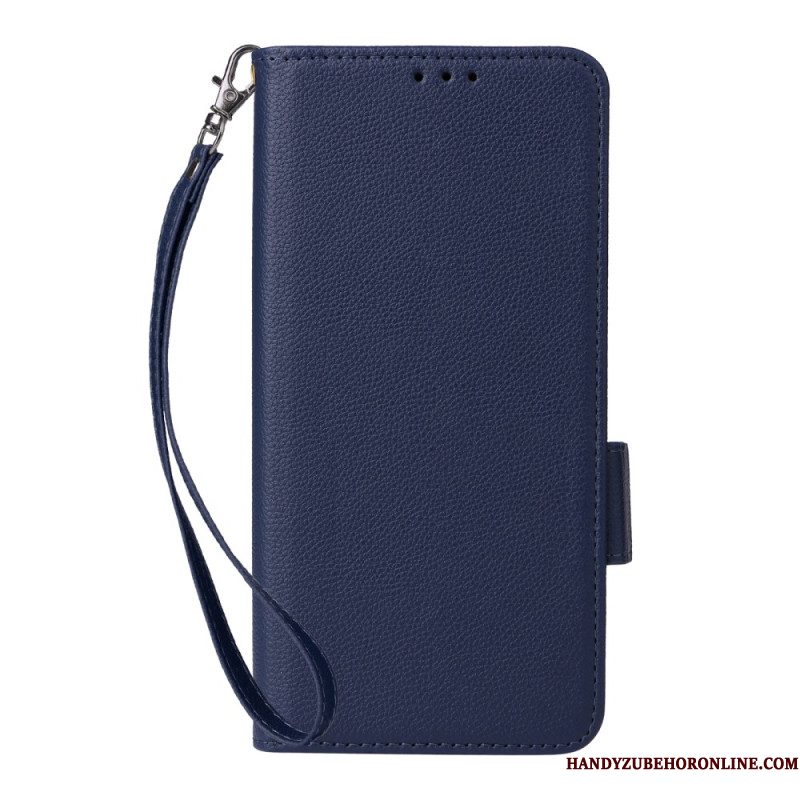 Leren Hoesje Xiaomi Redmi Note 14 5g Lychee Textuur Met Bandje Bescherming Hoesje