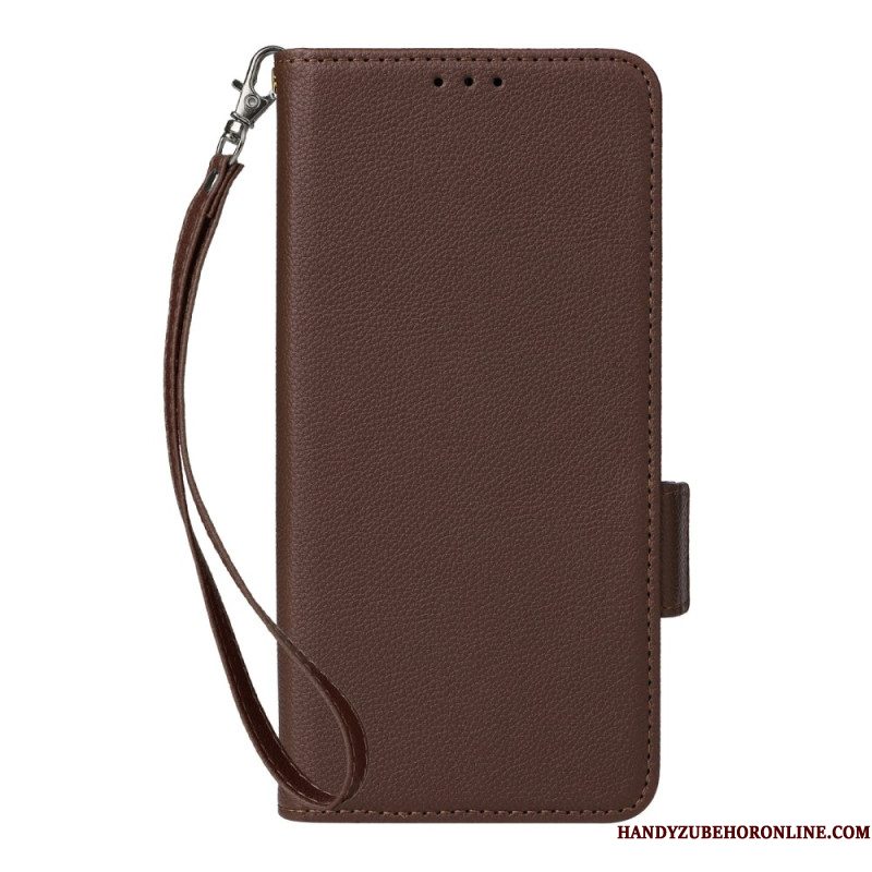 Leren Hoesje Xiaomi Redmi Note 14 5g Lychee Textuur Met Bandje Bescherming Hoesje