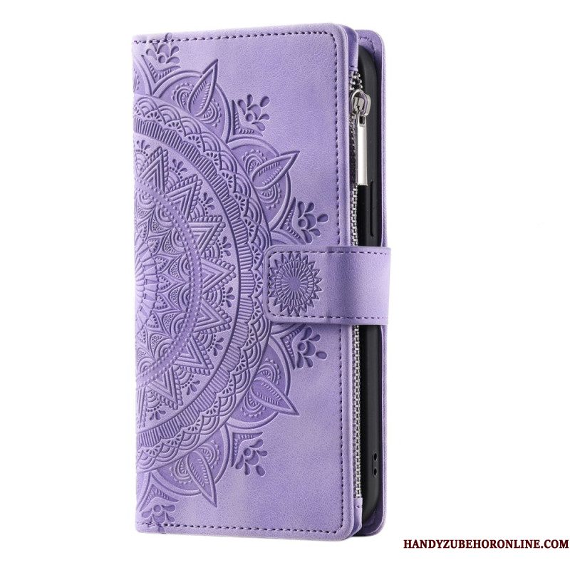 Leren Hoesje Xiaomi Redmi Note 14 5g Mandala Sun Suède-effect Bescherming Hoesje