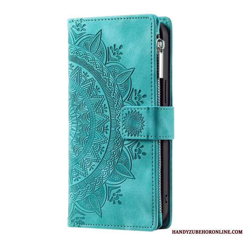 Leren Hoesje Xiaomi Redmi Note 14 5g Mandala Sun Suède-effect Bescherming Hoesje