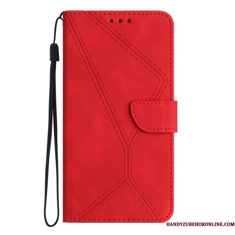 Leren Hoesje Xiaomi Redmi Note 14 Pro 4g Lijnen En Strepen Bescherming Hoesje