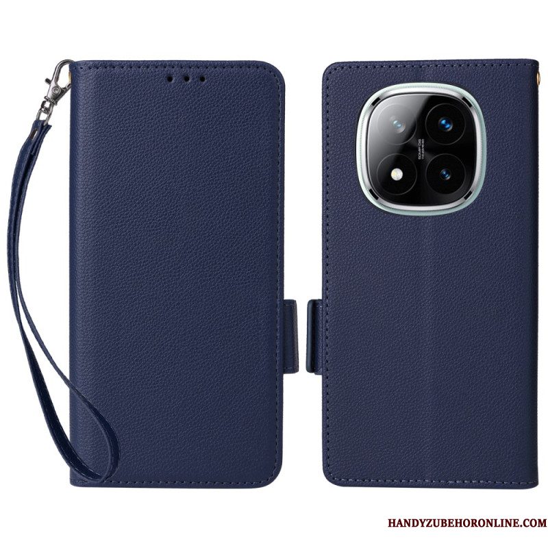 Leren Hoesje Xiaomi Redmi Note 14 Pro 4g Lychee Kunstleren Bandje Bescherming Hoesje